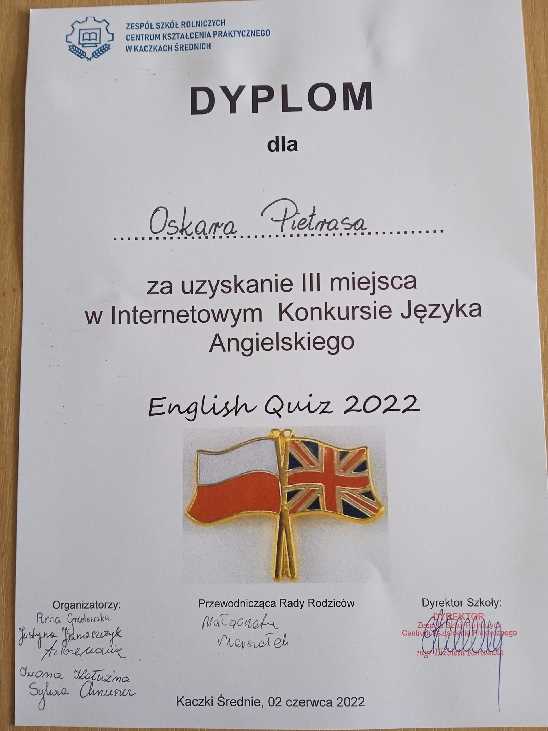 Konkurs z języka angielskiego w ZSR w Kaczkach Średnich
